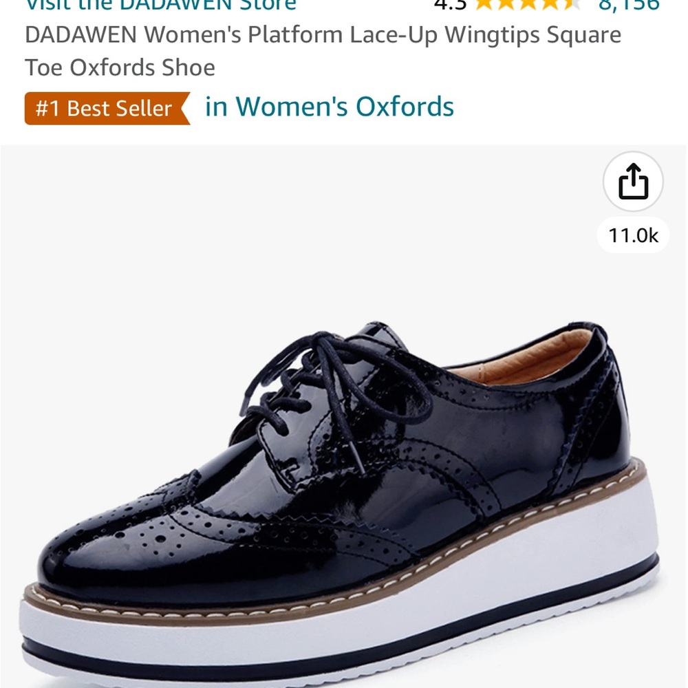 Black wingtip women’s Oxford platform shoes, very comfortable!! Size 9